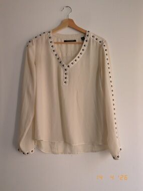 Scotch & Soda Stud-Trim V-Neck Blouse